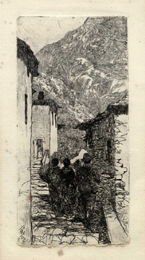  Giovanni Fattori  (Livorno, 1825 - Firenze, 1908) : Una via di San Piero a Sieve.  - Auction Ancient, modern and contemporary art - Libreria Antiquaria Gonnelli - Casa d'Aste - Gonnelli Casa d'Aste