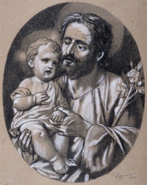  Giuseppe Bezzuoli  (Firenze, 1784 - 1855) [attribuito a] : Paternità.  - Auction  [..]