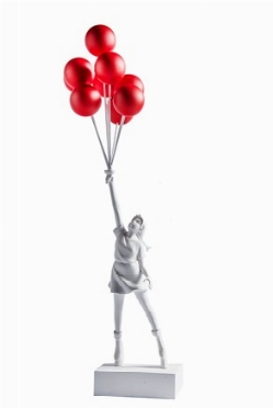  Banksy  (Bristol, 1974) : Flying Balloons Girl (Red and White).  - Asta Arte Antica, Moderna e Contemporanea - PARTE II - Libreria Antiquaria Gonnelli - Casa d'Aste - Gonnelli Casa d'Aste