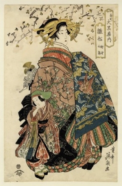 Keisai Eisen  (Hoshigaoka (Edo), 1790 - 1848) : Bijin con bambino.  - Asta Arte Antica, Moderna e Contemporanea - PARTE I - Libreria Antiquaria Gonnelli - Casa d'Aste - Gonnelli Casa d'Aste