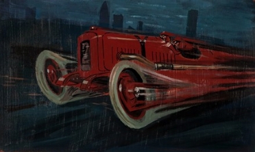  Anonimo del XX secolo : Automobile rossa in corsa.  - Asta Arte Antica, Moderna e Contemporanea - PARTE II - Libreria Antiquaria Gonnelli - Casa d'Aste - Gonnelli Casa d'Aste