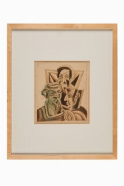  Fortunato Depero  (Fondo, 1892 - Rovereto, 1960) : Tre anonimi di paese.  - Auction Ancient, modern and contemporary art - Libreria Antiquaria Gonnelli - Casa d'Aste - Gonnelli Casa d'Aste