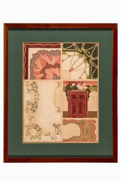Decorazione per interno (pesca, rosso e verde).  Josef Franz Maria Hoffmann  (Brtnice,  [..]