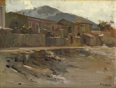  Pasquale Avallone  (Salerno, 1884 - 1965) : Il paese.  - Asta Arte Antica, Moderna  [..]