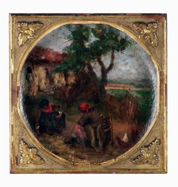  Silvestro Lega  (Modigliana, 1826 - Firenze, 1895) [alla maniera di] : Paesaggio  [..]