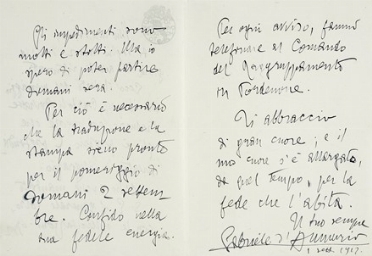  D'Annunzio Gabriele : Lettera autografa firmata. Storia, Storia, Diritto e Politica  [..]