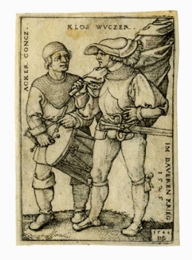  Hans Sebald Beham  (Norimberga,, 1500 - Francoforte,, 1550) : Il tamburino e l'alfiere.  [..]
