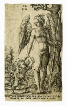  Hans Brosamer  (Fulda, 1495 - Erfurt, 1554) : Venere con Cupido punto dalle api.  [..]