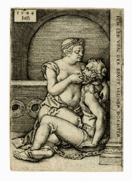  Hans Sebald Beham  (Norimberga,, 1500 - Francoforte,, 1550) : Cimone e Pero.  -  [..]