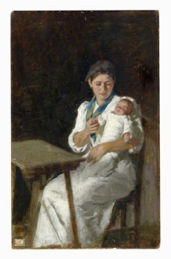  Vincenzo Volpe  (Grottaninarda, 1855 - Napoli, 1929) : Maternità.  - Asta Arte  [..]
