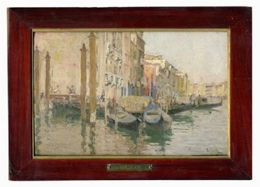  Vincenzo Caprile  (Napoli, 1856 - Napoli, 1936) : Gondole veneziane.  - Asta Arte  [..]