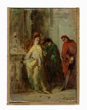  Annibale Gatti  (Forlì, 1827 - Firenze, 1909) : Scena dantesca.  - Auction Modern  [..]