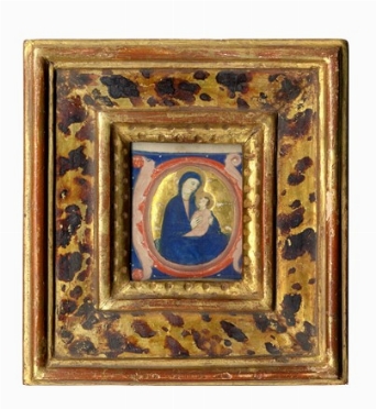 Capolettera decorato e miniato con Madonna col Bambino.  - Auction Ancient Art [I Part] - Libreria Antiquaria Gonnelli - Casa d'Aste - Gonnelli Casa d'Aste