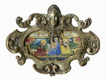  Anonimo del XVII secolo : Santo in adorazione del Bambino.  - Auction Ancient Art [I Part] - Libreria Antiquaria Gonnelli - Casa d'Aste - Gonnelli Casa d'Aste