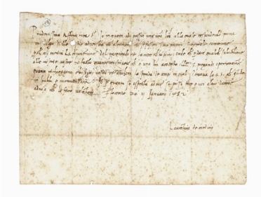  Medici (detto il Magnifico) Lorenzo : Lettera firmata Laurentius de Medicis inviata  [..]