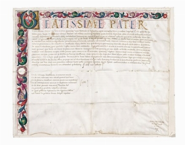 Supplica per indulgenza plenaria firmata Sinibaldus Antonius Florentinus  - Asta  [..]