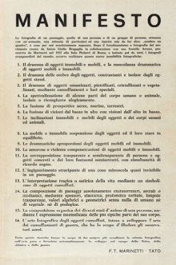  Marinetti Filippo Tommaso : Manifesto [della fotografia futurista]. Futurismo,  [..]