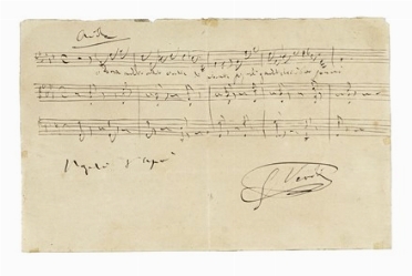  Verdi Giuseppe : Citazione musicale da Aida autografa e firmata.  - Asta Libri,  [..]
