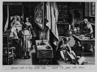  Jan Van der Straet (detto Stradano)  (Bruges, 1523 - Firenze, 1605) [da] : La scoperta del guaiaco come rimedio contro la sifilide.  - Asta STAMPE E DISEGNI DAL XVI AL XX SECOLO - Libreria Antiquaria Gonnelli - Casa d'Aste - Gonnelli Casa d'Aste