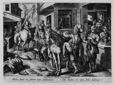  Jan Van der Straet (detto Stradano)  (Bruges, 1523 - Firenze, 1605) [da] : L'invenzione delle staffe.  - Asta STAMPE E DISEGNI DAL XVI AL XX SECOLO - Libreria Antiquaria Gonnelli - Casa d'Aste - Gonnelli Casa d'Aste