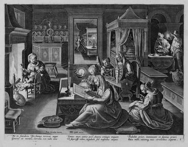  Jan Van der Straet (detto Stradano)  (Bruges, 1523 - Firenze, 1605) [da] : Cornelia madre dei Gracchi.  - Asta STAMPE E DISEGNI DAL XVI AL XX SECOLO - Libreria Antiquaria Gonnelli - Casa d'Aste - Gonnelli Casa d'Aste