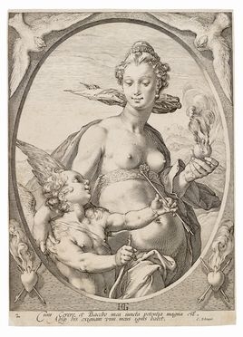  Hendrik Goltzius  (Mühlbracht,, 1558 - Haarlem,, 1617) : Venere e Cupido.  - Asta STAMPE E DISEGNI DAL XVI AL XX SECOLO - Libreria Antiquaria Gonnelli - Casa d'Aste - Gonnelli Casa d'Aste