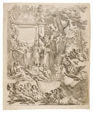  Pietro Testa  (Lucca, 1611 - Roma, 1650) : Allegoria con le tre virtù teologali.  - Asta STAMPE E DISEGNI DAL XVI AL XX SECOLO - Libreria Antiquaria Gonnelli - Casa d'Aste - Gonnelli Casa d'Aste