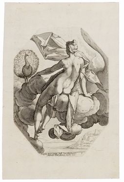  Jacob Matham  (Haarlem, 1571 - 1631) : Giunone nelle nubi.  - Asta STAMPE E DISEGNI DAL XVI AL XX SECOLO - Libreria Antiquaria Gonnelli - Casa d'Aste - Gonnelli Casa d'Aste