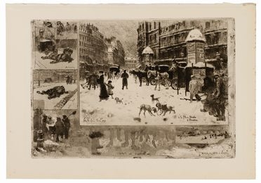  Flix Buhot  (Valognes, 1847 - Parigi, 1898) : L'hiver de 1879 à Paris.  - Asta STAMPE E DISEGNI DAL XVI AL XX SECOLO - Libreria Antiquaria Gonnelli - Casa d'Aste - Gonnelli Casa d'Aste