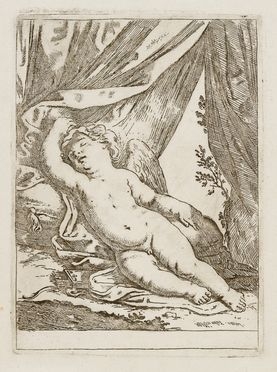  Lorenzo Loli  (Bologna, 1612 - 1691) : Cupido dormiente in una tenda.  - Asta STAMPE E DISEGNI DAL XVI AL XX SECOLO - Libreria Antiquaria Gonnelli - Casa d'Aste - Gonnelli Casa d'Aste