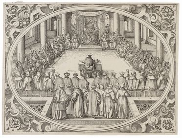  Jost Amman  (Zurigo, 1539 - Norimberga, 1591) : Il concilio papale.  - Asta STAMPE E DISEGNI DAL XVI AL XX SECOLO - Libreria Antiquaria Gonnelli - Casa d'Aste - Gonnelli Casa d'Aste