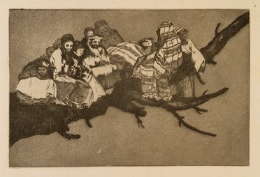  Francisco Goya y Lucientes  (Fuendetodos,, 1746 - Bordeaux,, 1828) : Andarse por las ramas (Disparate ridiculo).  - Asta STAMPE E DISEGNI DAL XVI AL XX SECOLO - Libreria Antiquaria Gonnelli - Casa d'Aste - Gonnelli Casa d'Aste