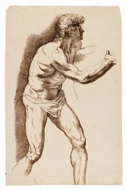 Luigi Sabatelli  (Firenze, 1772 - Milano, 1850) [attribuito a] : Nudo virile.  - Asta STAMPE E DISEGNI DAL XVI AL XX SECOLO - Libreria Antiquaria Gonnelli - Casa d'Aste - Gonnelli Casa d'Aste