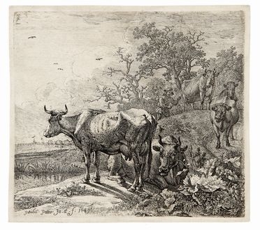  Paulus Potter  (Enkhuyzen, 1625 - Amsterdam, 1654) : Il bovaro.  - Asta STAMPE E DISEGNI DAL XVI AL XX SECOLO - Libreria Antiquaria Gonnelli - Casa d'Aste - Gonnelli Casa d'Aste