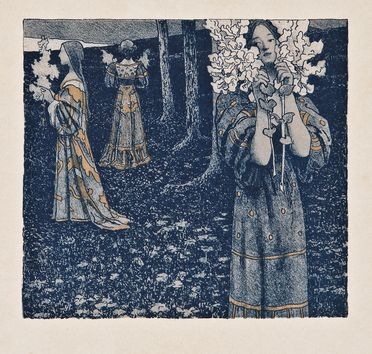  Maximilian Lenz  (Vienna, 1860 - 1948) : Giovani donne con fiori.  - Asta STAMPE E DISEGNI DAL XVI AL XX SECOLO - Libreria Antiquaria Gonnelli - Casa d'Aste - Gonnelli Casa d'Aste
