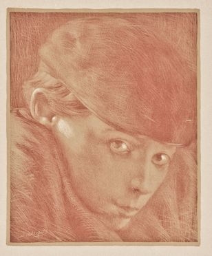  Josef Engelhart  (Vienna, 1864 - 1941) : Ritratto di ragazzo con cappello.  - Asta STAMPE E DISEGNI DAL XVI AL XX SECOLO - Libreria Antiquaria Gonnelli - Casa d'Aste - Gonnelli Casa d'Aste