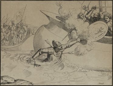  Luigi Sabatelli  (Firenze, 1772 - Milano, 1850) : Scena di battaglia navale.  - Asta STAMPE E DISEGNI DAL XVI AL XX SECOLO - Libreria Antiquaria Gonnelli - Casa d'Aste - Gonnelli Casa d'Aste