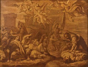  Lorenzo Pasinelli  (Bologna, 1629 - 1700) [attribuito a] : Il martirio di Sant'Orsola  - Asta Fotografie, Dipinti e Sculture - Libreria Antiquaria Gonnelli - Casa d'Aste - Gonnelli Casa d'Aste