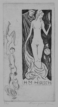  Michel Fingesten  (Buczkowitz, 1883 - Cerisano, 1943) : Ex libris H. M. Hirsch.  - Asta Stampe e Disegni - Libreria Antiquaria Gonnelli - Casa d'Aste - Gonnelli Casa d'Aste