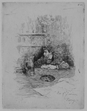  Mariano Fortuny y Marsal  (Tarragona, 1838 - Roma, 1874) : Ritratto del pittore Zamacois.  - Asta Stampe e Disegni - Libreria Antiquaria Gonnelli - Casa d'Aste - Gonnelli Casa d'Aste