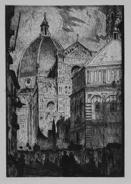  Francesco Chiappelli  (Pistoia, 1890 - Firenze, 1947) : Firenze. Santa Maria del Fiore.  - Asta Stampe e Disegni - Libreria Antiquaria Gonnelli - Casa d'Aste - Gonnelli Casa d'Aste