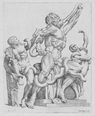  Sisto Badalocchio  (Parma, 1585) : Scultura raffigurante Laocoonte e i suoi due figli.  - Asta Stampe e Disegni - Libreria Antiquaria Gonnelli - Casa d'Aste - Gonnelli Casa d'Aste