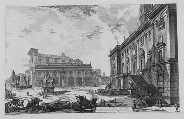  Giovanni Battista Piranesi  (Mogliano Veneto, 1720 - Roma, 1778) : Veduta della Piazza del Campidoglio.  - Asta Stampe e Disegni - Libreria Antiquaria Gonnelli - Casa d'Aste - Gonnelli Casa d'Aste