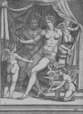  Giorgio Ghisi  (Mantova,, 1520 - 1582) : Venere e Vulcano sul letto.  - Asta Stampe e Disegni - Libreria Antiquaria Gonnelli - Casa d'Aste - Gonnelli Casa d'Aste