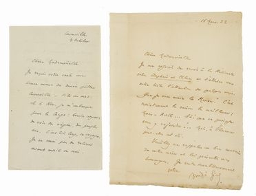  Gide Andr : 2 lettere autografe firmate inviate a Mademoiselle Elisabeth Chaplin, Firenze.  - Asta Libri, Manoscritti e Autografi - Libreria Antiquaria Gonnelli - Casa d'Aste - Gonnelli Casa d'Aste