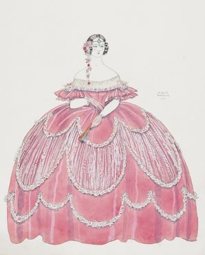  George Barbier  (Nantes, 1882 - Parigi, 1932) : La robe rose.  - Asta Stampe e Disegni - Libreria Antiquaria Gonnelli - Casa d'Aste - Gonnelli Casa d'Aste
