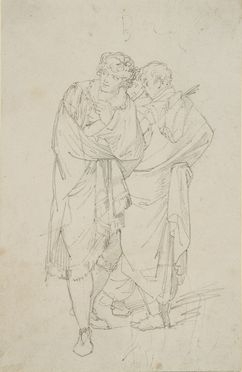  Pietro Benvenuti  (Arezzo, 1769 - Firenze, 1844) : Tre figure virili ammantate (Studio per la Congiura de' Pazzi).  - Asta Stampe e Disegni - Libreria Antiquaria Gonnelli - Casa d'Aste - Gonnelli Casa d'Aste