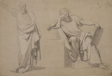  Pietro Benvenuti  (Arezzo, 1769 - Firenze, 1844) : Studio di due figure panneggiate.  - Asta Stampe e Disegni - Libreria Antiquaria Gonnelli - Casa d'Aste - Gonnelli Casa d'Aste