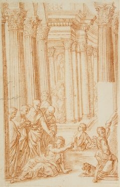  Anton Domenico Gabbiani  (Firenze, 1652 - 1726) [attribuito a] : La piscina probatica (frammento di sinistra).  - Asta Stampe e Disegni - Libreria Antiquaria Gonnelli - Casa d'Aste - Gonnelli Casa d'Aste