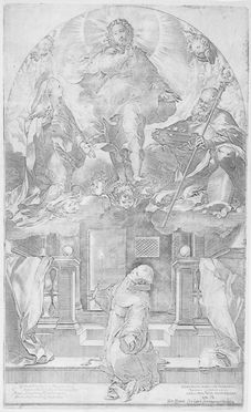  Federico Barocci  (Urbino, 1528 - 1612) : La visione di San Francesco (Il perdono di Assisi).  - Asta Stampe e Disegni - Libreria Antiquaria Gonnelli - Casa d'Aste - Gonnelli Casa d'Aste